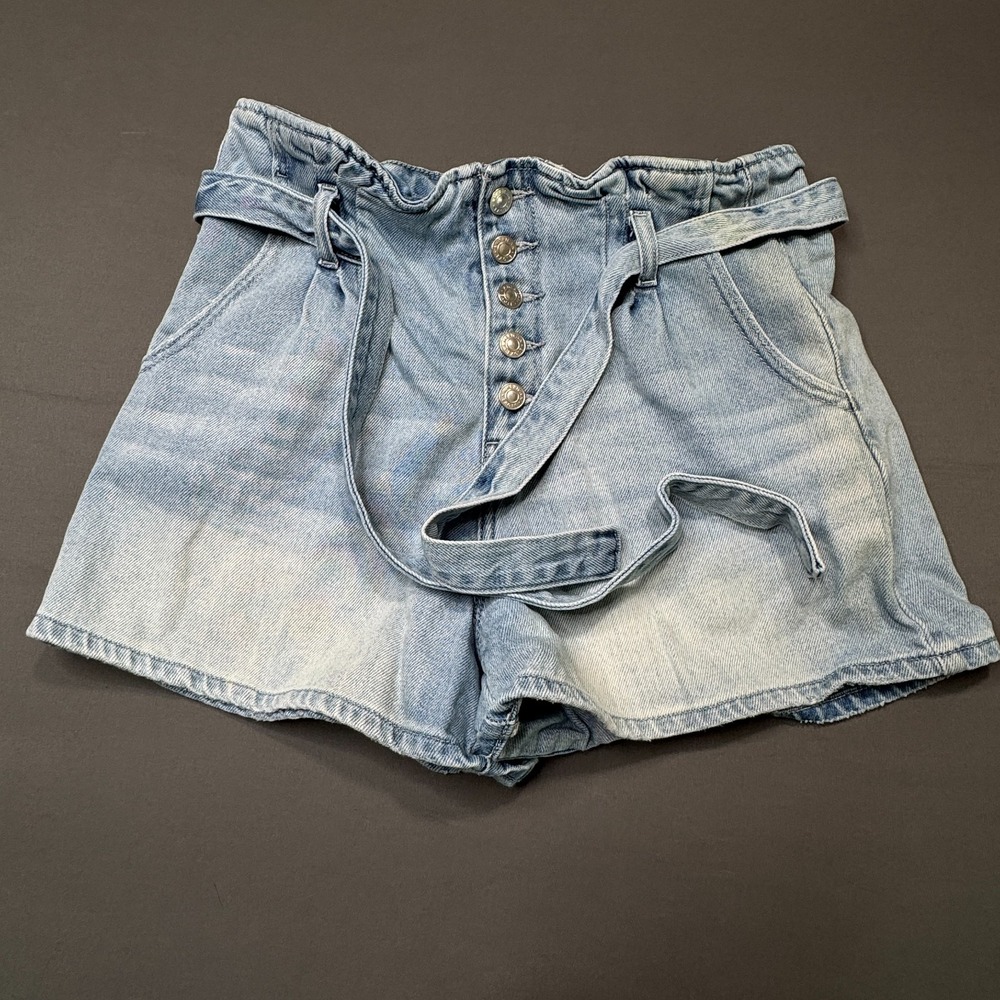 American Eagle Outfitters Light Blue Denim Paperbag Waist Jean Shorts